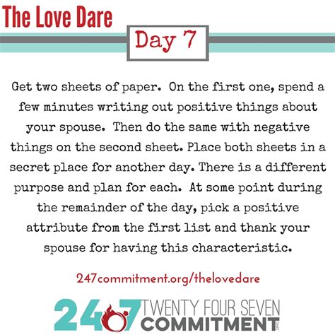 What is Day 7 of the Love Dare?