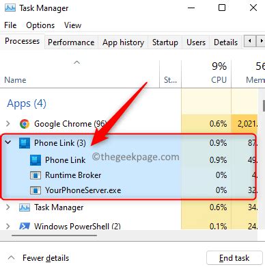 What is Phone Link in Task Manager?