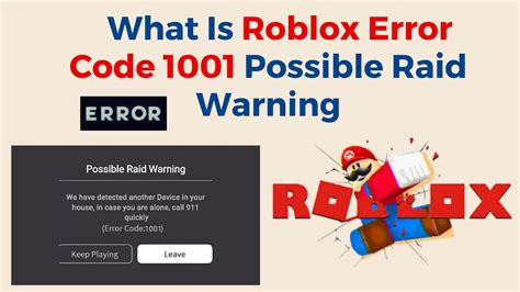 What is Roblox error 1001?