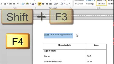 What is Shift F in Word?