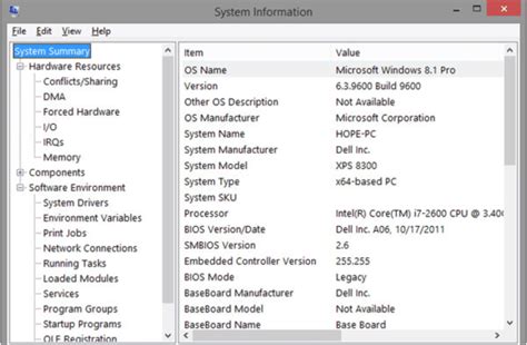 What is Windows +R msinfo32?