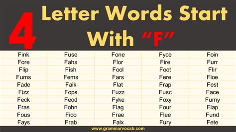 What is a 4 letter word on f?