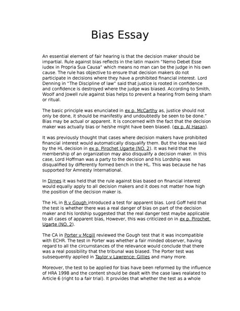 What is a bias in an essay?
