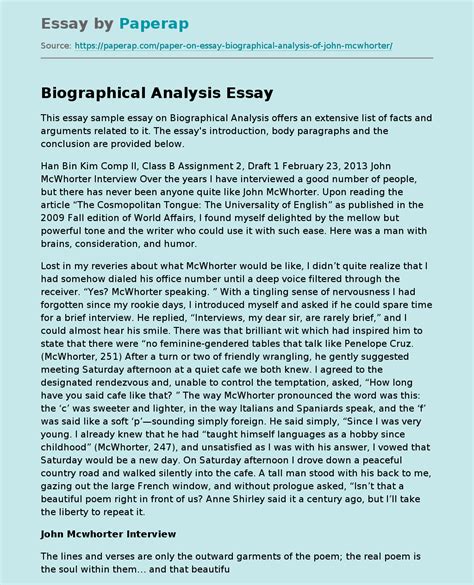 What is a biographical analysis?