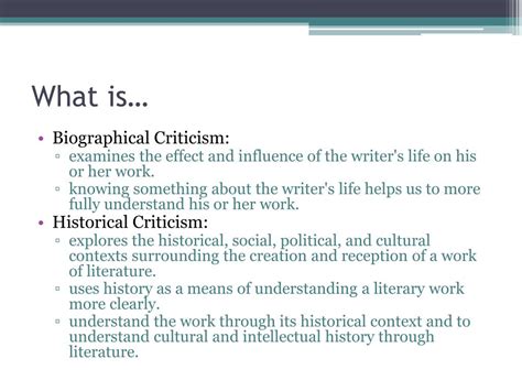 What is a biographical criticism?