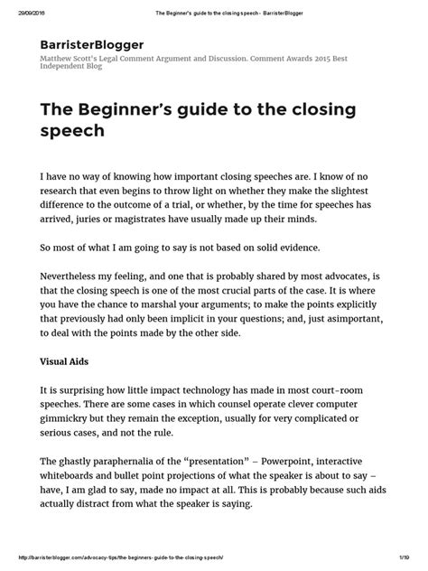 What is a closing speech?