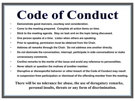 What is a code on conduct?