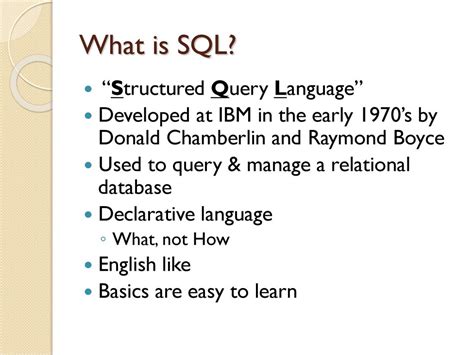 What is a declarative language used on relational databases?