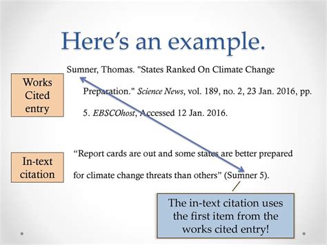What is a example of citation?