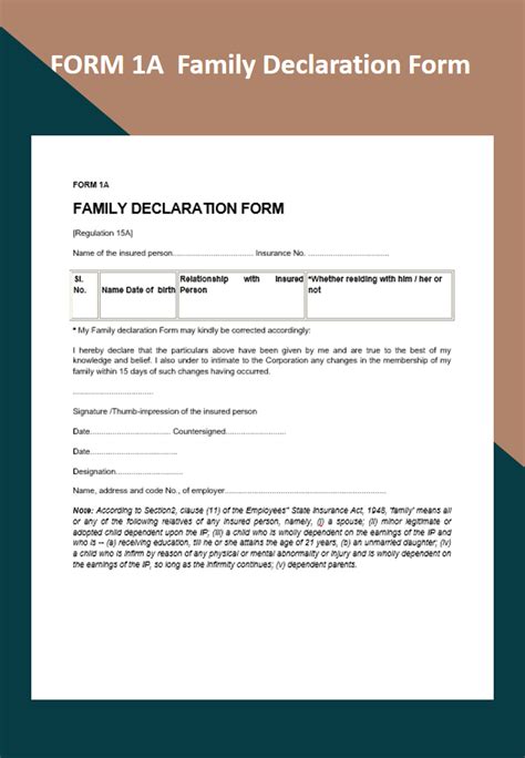 What is a family declaration?
