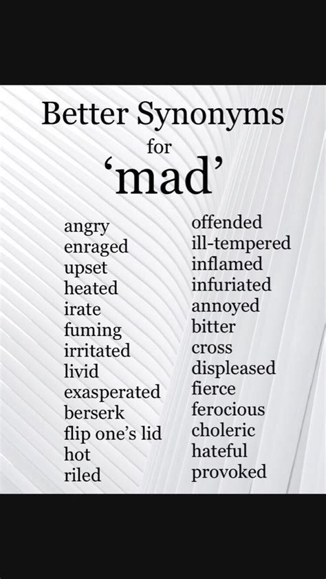 What is a fancy word for mad?