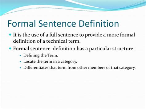 What is a formal definition example?