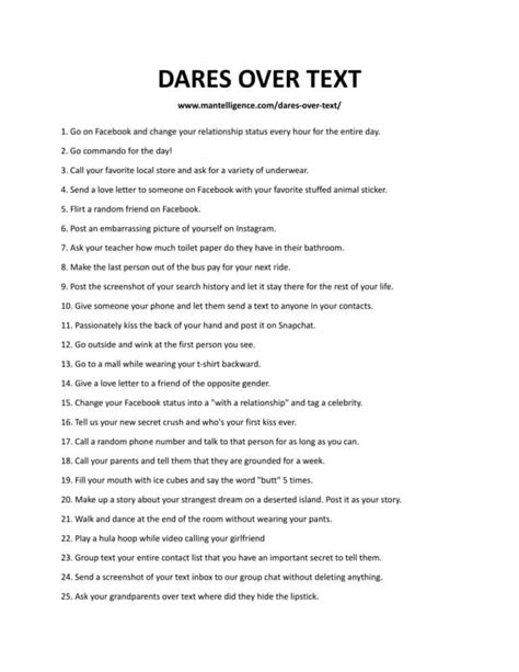 What is a good dare over text?