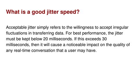 What is a good jitter speed?