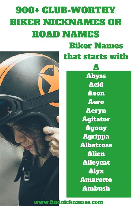 What is a good nickname for a biker?