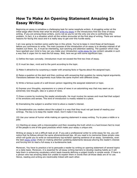 What is a good opening for a college essay?