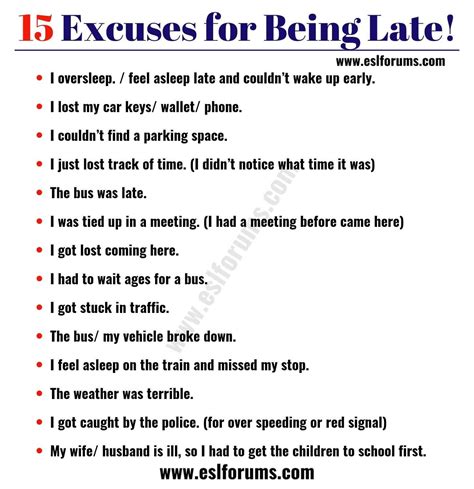 What is a good reason to be late for school?