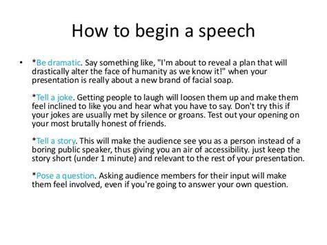 What is a good start for a speech?