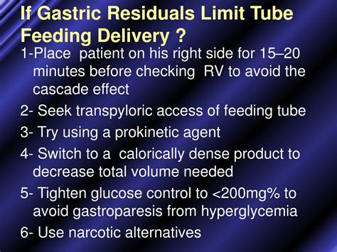 What is a high tube feed residual?