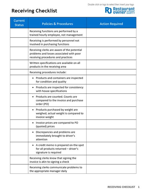 What is a receiving checklist?