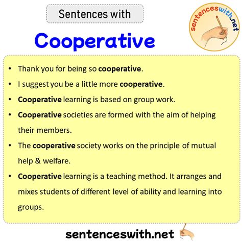 What is a sample sentence for cooperative?