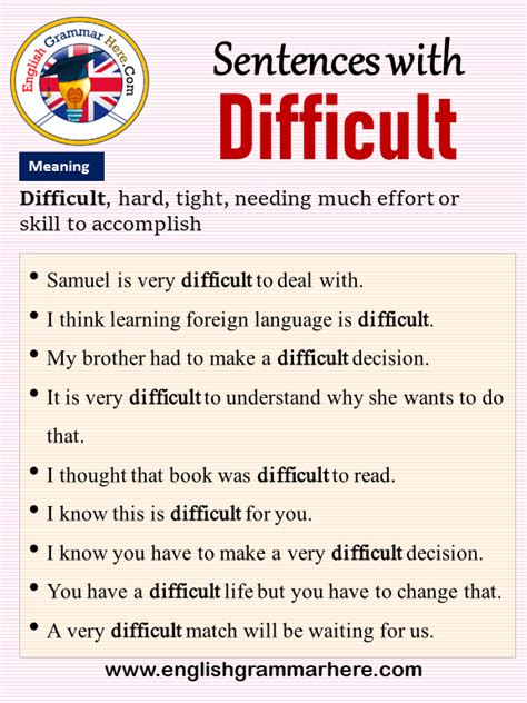 What is a sentence for difficult?