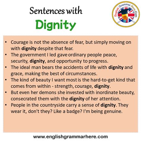 What is a sentence for dignity?