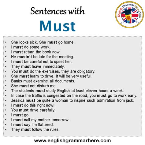 What is a sentence for must?