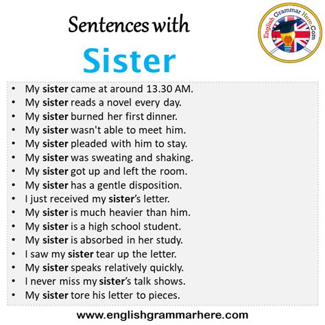 What is a sentence for sister?