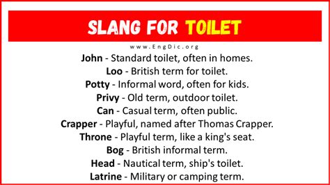 What is a slang for toilet?