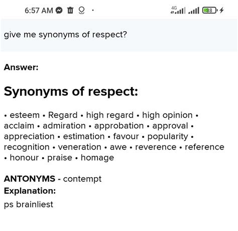 What is a synonym for acknowledge respect?