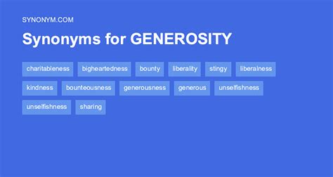 What is a synonym for generosity philanthropy?