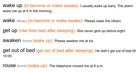 What is a synonym for wake up?