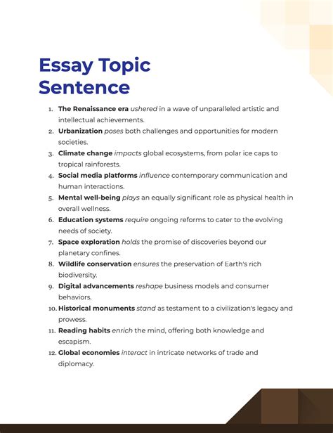 What is a topic for an essay?