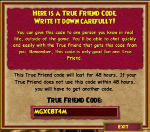 What is a true friend code?