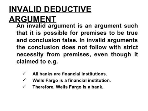 What is a valid and invalid deductive argument?