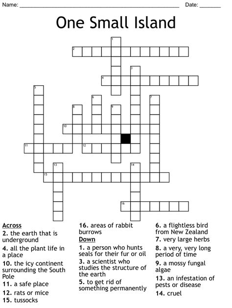 What is a very small island crossword?