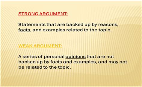 What is a weak argument example?