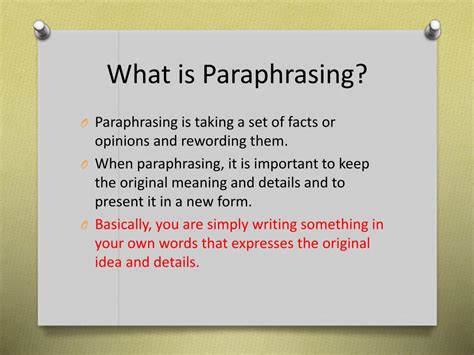 What is acceptable paraphrasing?