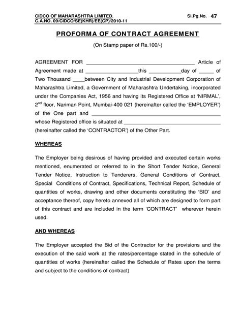 What is agreement and format?