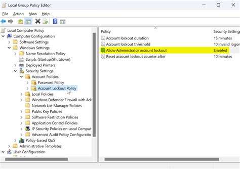 What is allow administrator account lockout?