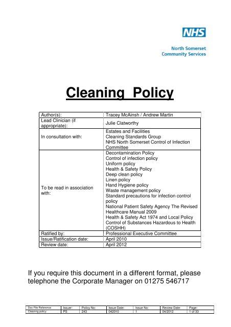 What is an essential cleaning policy?