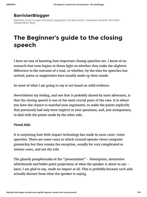 What is an example of a closing speech?