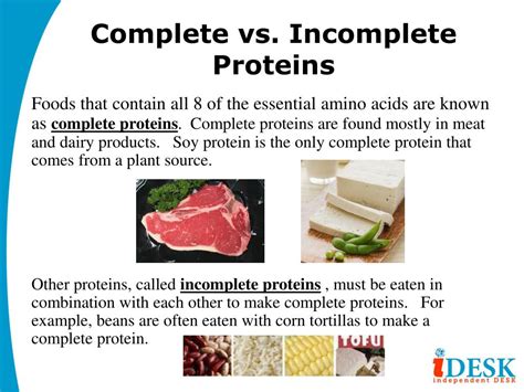 What is an example of a complete and incomplete protein?