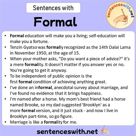 What is an example of a formal sentence?