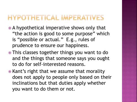 What is an example of a hypothetical imperative?