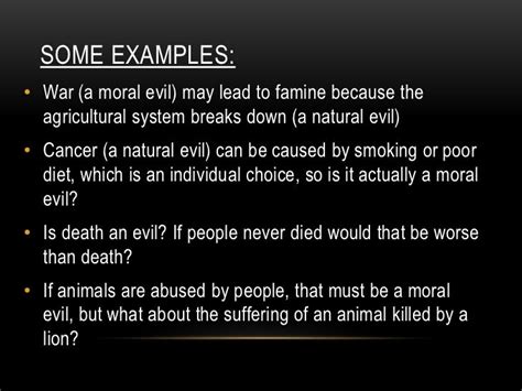 What is an example of a natural evil?