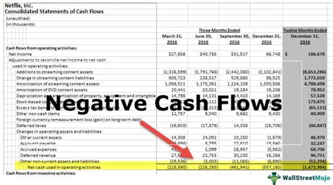 What is an example of a negative cash flow?