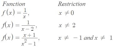 What is an example of a restriction of a function?