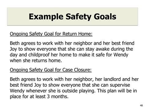 What is an example of a safety goal?